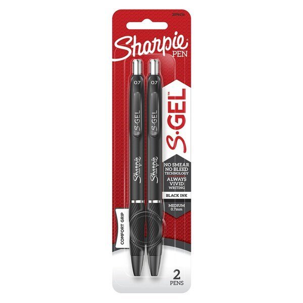 S-Gel Black Retractable Gel Pen , 2PK, Sharpie, Mfr#: 2096156